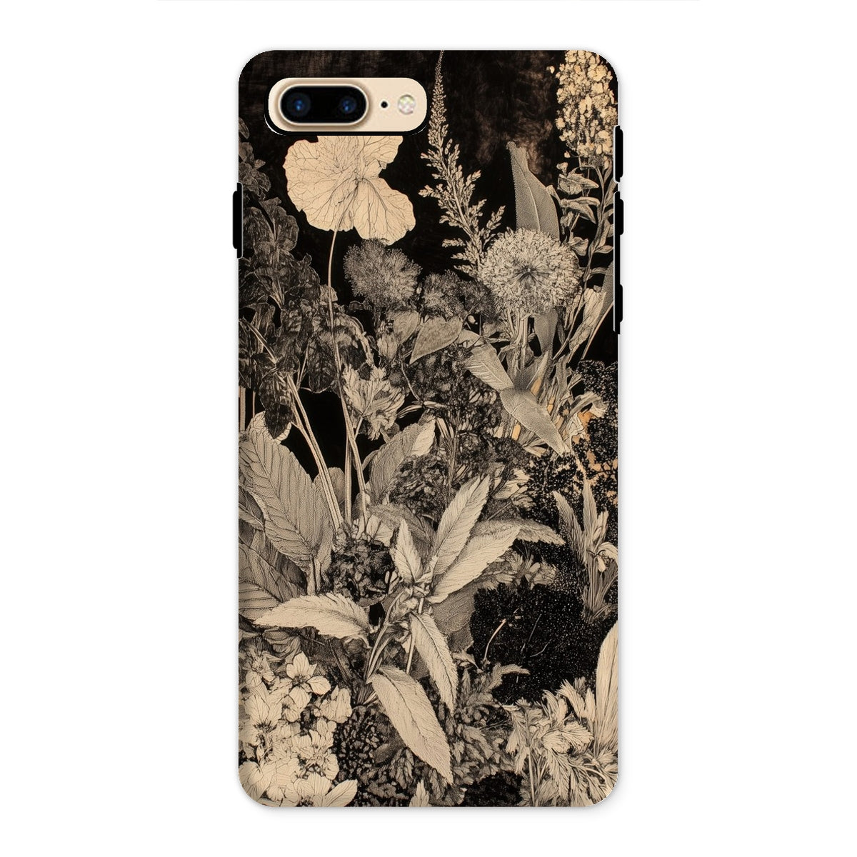 Midnight Garden Black & White Floral Art Iphone Case, 8 Plus / Matte, Floral Patterned Phone Case