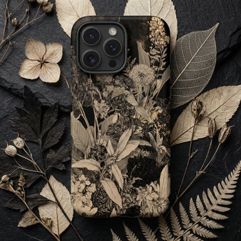 Mitternachtsgarten - Schwarz-Weiß Blumen Kunst Iphone Hülle, Handyhüllen, Toby Leon