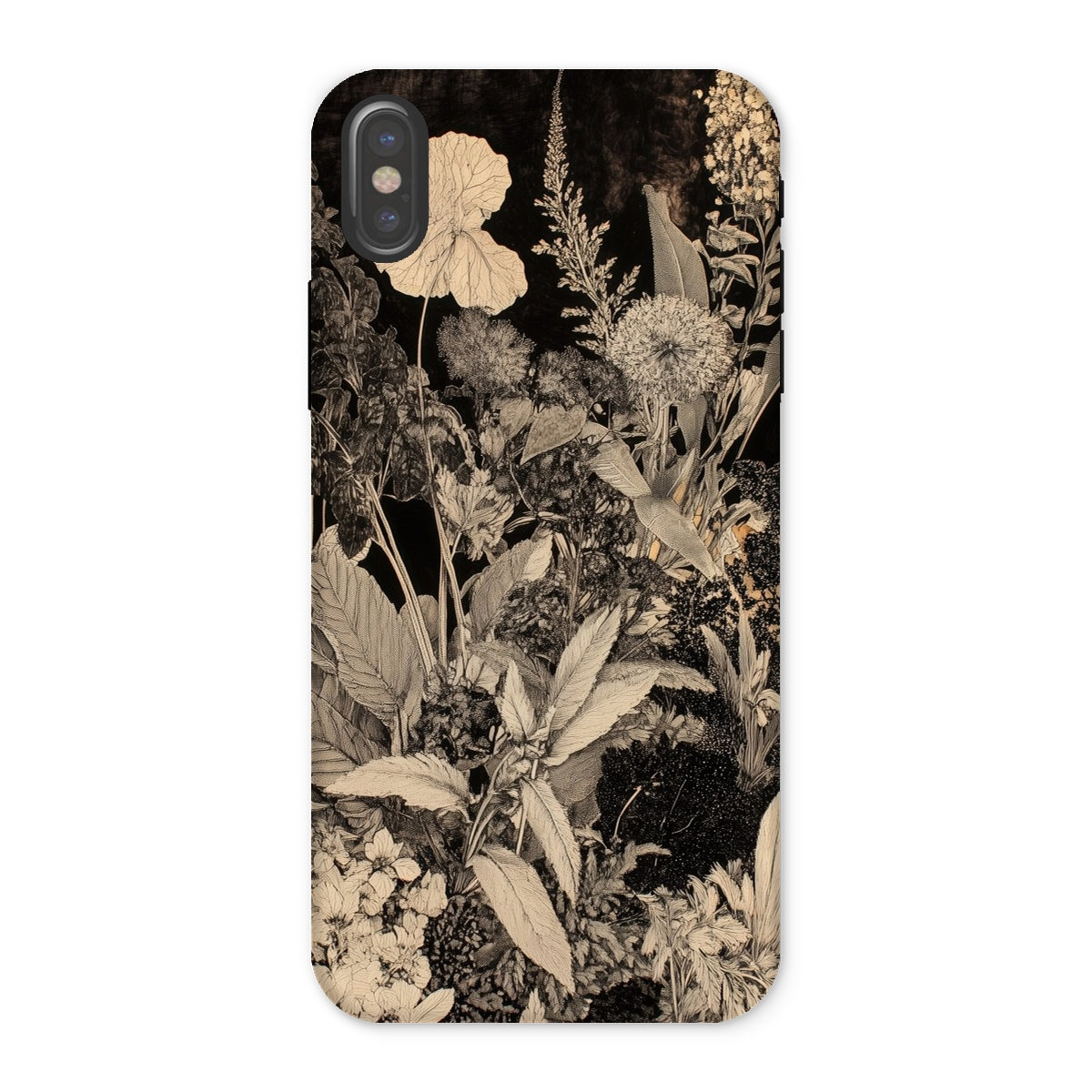Midnight Garden Black & White Floral Art Iphone Case, x / Matte, Floral Patterned Phone Case