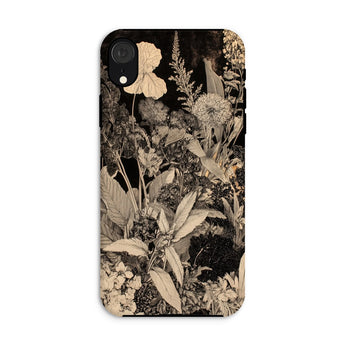 Midnight Garden - Black & White Floral Art Iphone Case, Xr / Matte, Floral-patterned Phone Case