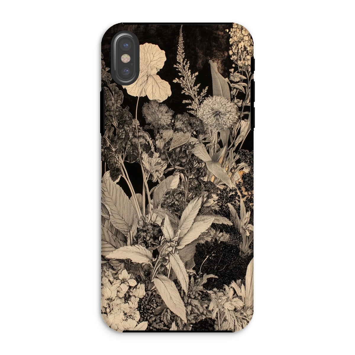 Midnight Garden Black & White Floral Art Iphone Case, Xs / Matte, Floral Patterned Phone Case