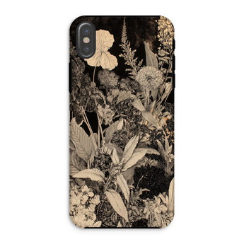 Midnight Garden - Black & White Floral Art Iphone Case, Xs / Matte, Floral-patterned Phone Case