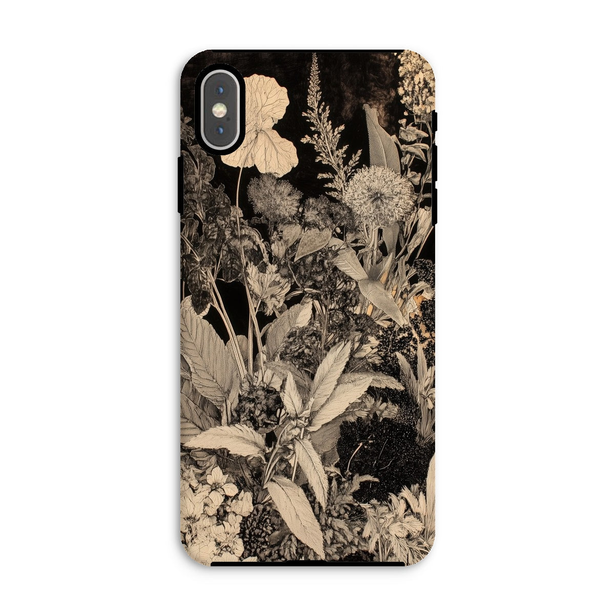 Midnight Garden Black & White Floral Art Iphone Case, Xs Max / Matte, Floral Patterned Phone Case