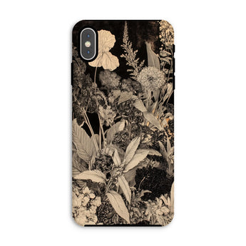 Midnight Garden - Black & White Floral Art Iphone Case, Xs Max / Matte, Floral-patterned Phone Case