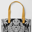 Midnight Oasis - Black and White Thai Aesthetic Tote Yellow Handles Bags