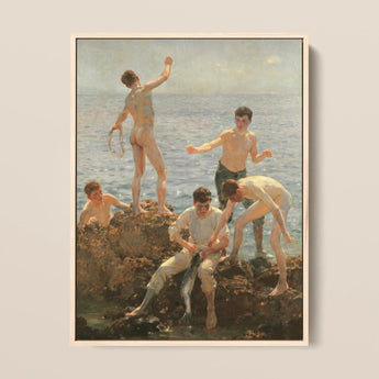 Midsummer Morning - Lámina artística de Henry Scott Tuke / Lienzo, 12x16’’ / 31x41cm / Marco natural, Pósters, impresiones y arte visual, Toby Leon