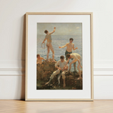 Midsummer Morning - Lámina artística de Henry Scott Tuke / Lienzo, 12x16’’ / 31x41cm / Marco natural / Paspartú, Pósters, impresiones y arte visual,