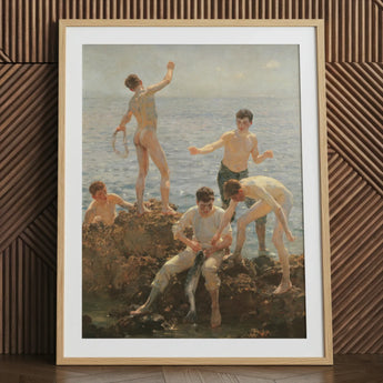 Midsummer Morning - Lámina artística de Henry Scott Tuke / Lienzo, 24x32’’ / 61x81cm / Marco natural / Paspartú, Pósters, impresiones y arte visual,