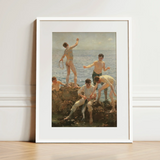 Midsummer Morning - Henry Scott Tuke Art Print / Canvas White-framed Art Print Classical Painting Young Men Seaside Henry Scott Tuke,