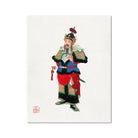 Military Commander Qing Dynasty Art Print, Traditional Chinese Opera Character Illustration Colorful Layered Robes
