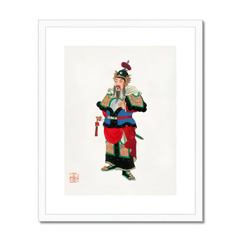 Military Commander - Qing Dynasty Art Print, Traditional Chinese Warrior Figure Colorful Robes Distinctive Hat
