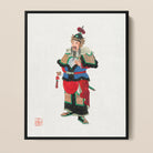 Military Commander Qing Dynasty Fashion Framed Canvas, Traditional Chinese Painting Bearded Warrior Deity Figure Ornate