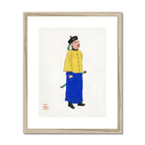 Military Man - Manchu Fashion Art Print, Traditional Chinese Figure Yellow Jacket Blue Robe Black