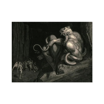 There Minos Stands - Gustave Dore Art Print / Canvas Powerful Muscular Male Figure Crown Bound Snake Gustave Dore Art, Minos Coils,