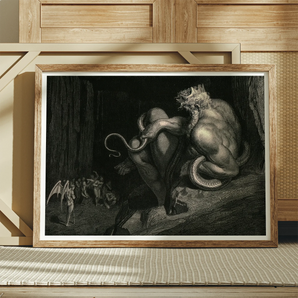 There Minos Stands - Gustave Dore Art Print, Framed Print Dark Classical Illustration Mythical Demonic Figures