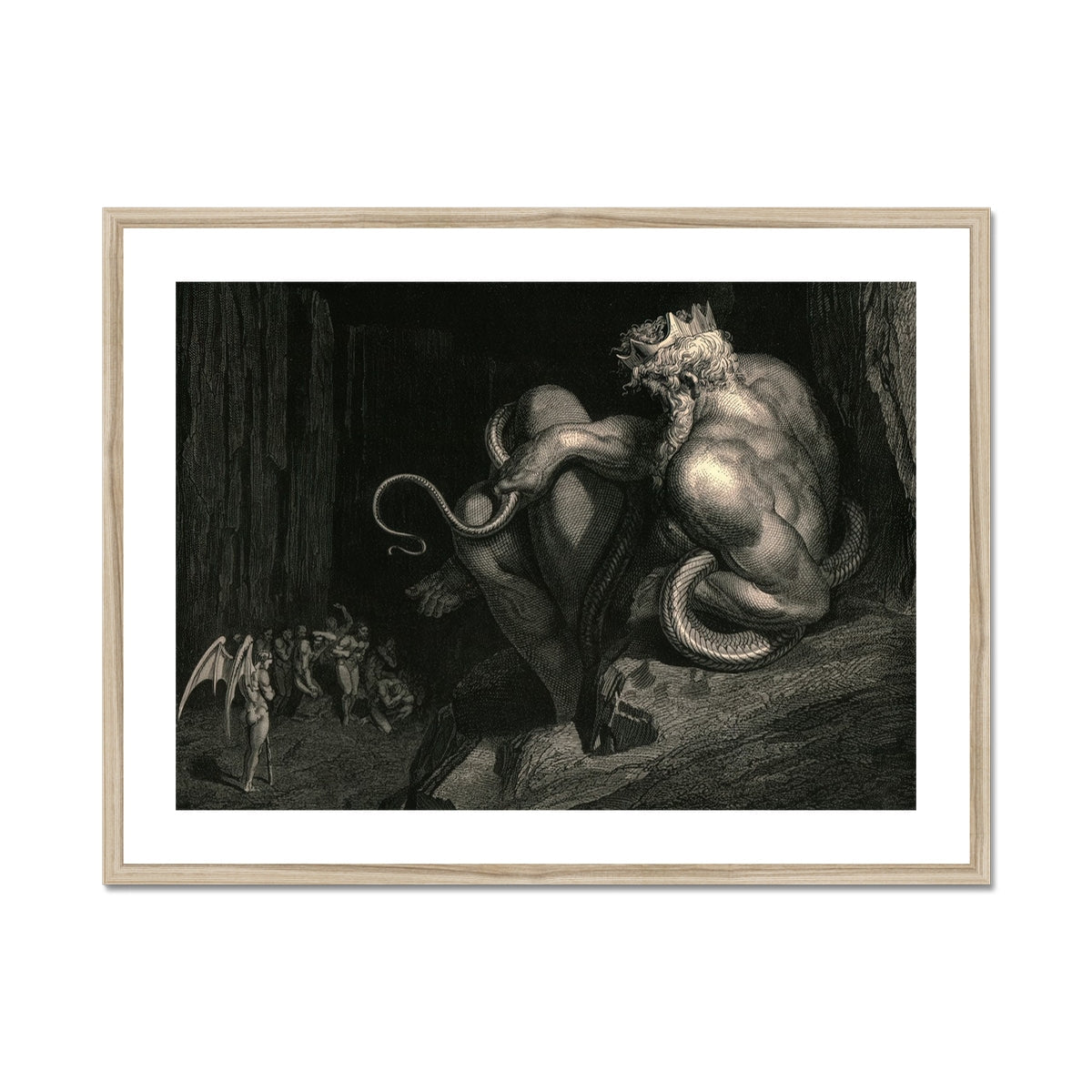 There Minos Stands - Gustave Dore Art Print, Framed Print Dark Dramatic Mythological Demonic Figures Cavern