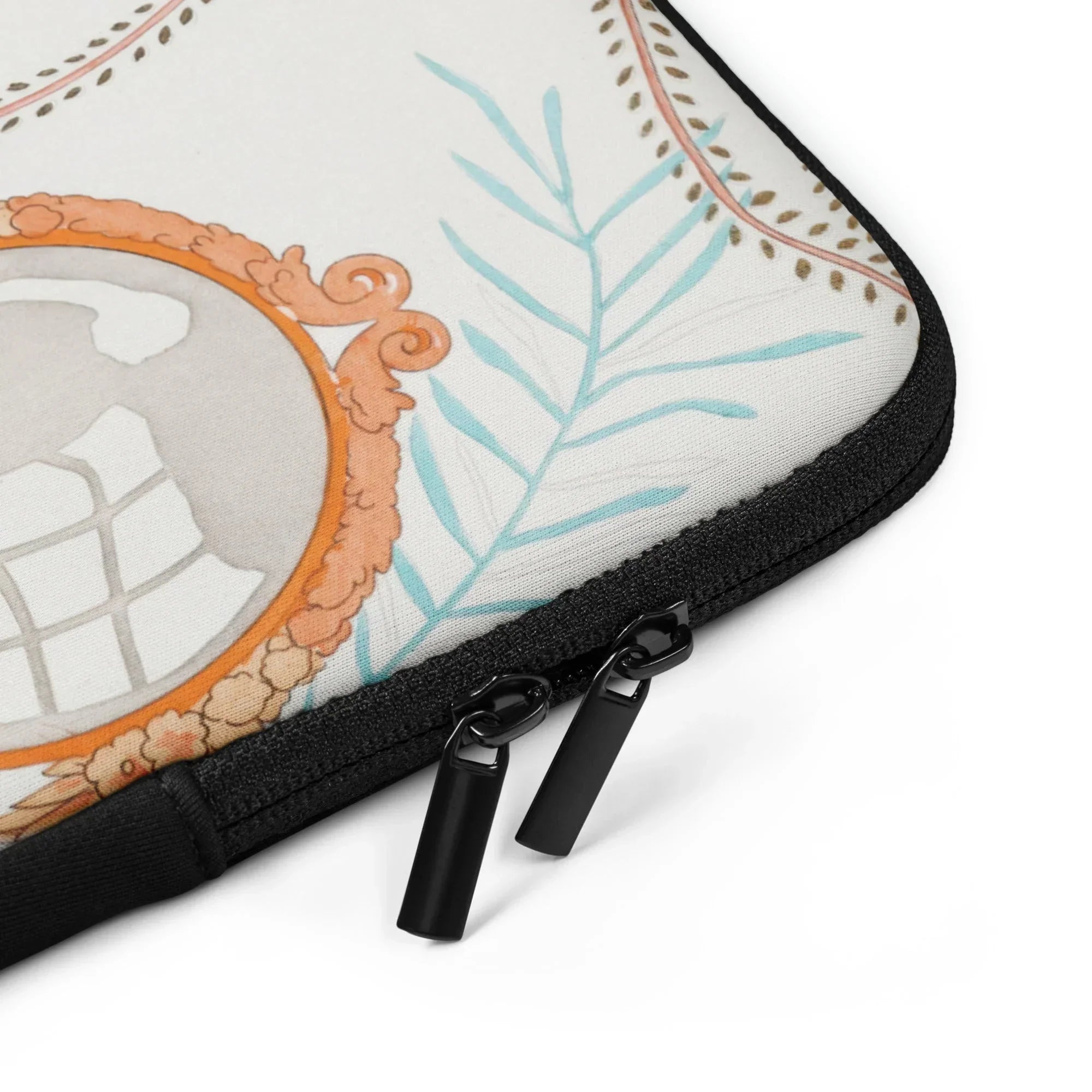 Minuit - George Barbier 1920s Fashion Art Laptop Sleeve, Zippered Laptop Sleeve Decorative Floral Leaf Patterns