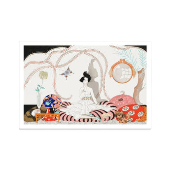 Minuit - George Barbier 1920s Fashion Art Print, Decorative Art Deco Illustration Silhouetted Figure Striped Dress