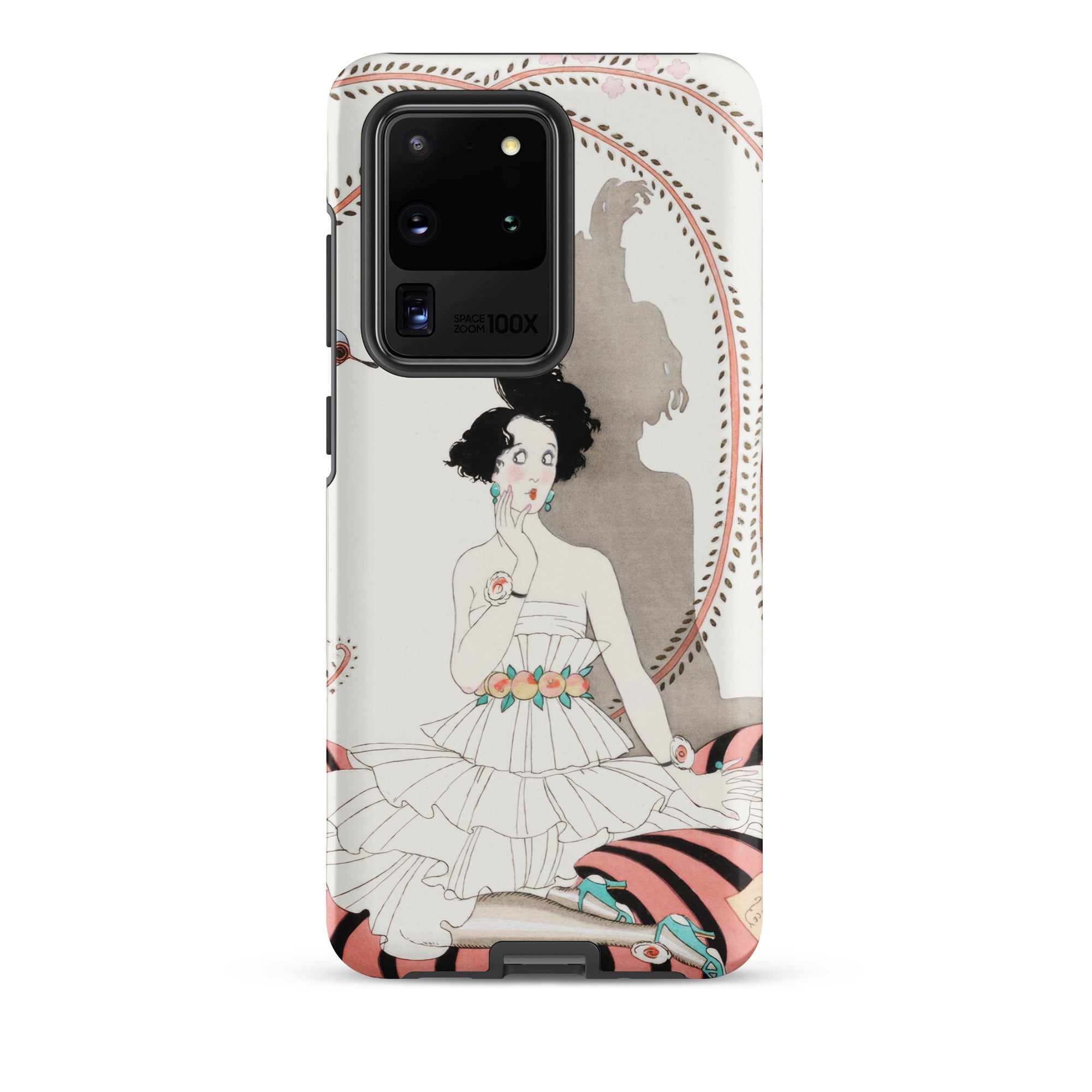 Minuit George Barbier Samsung Case, Galaxy S20 Ultra / Matte, White Smartphone Case Vintage Illustration Woman Dress