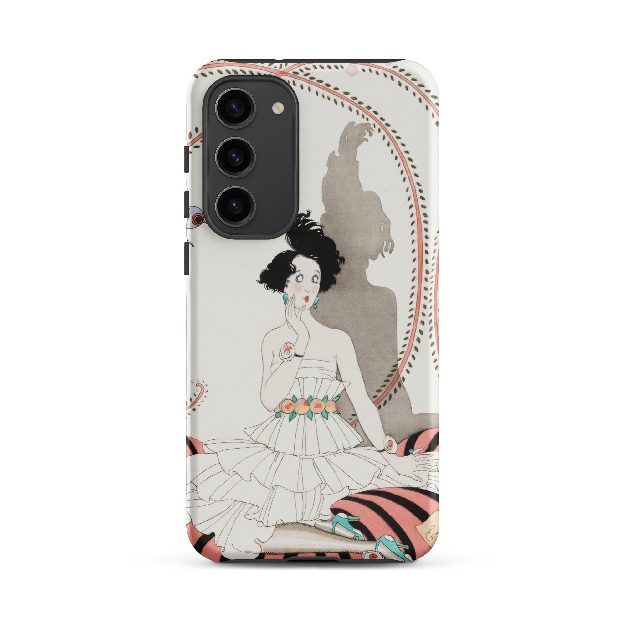 Minuit George Barbier Samsung Case, Galaxy S23 Plus / Matte, White Phone Case Art Deco Style Illustration Woman Dress