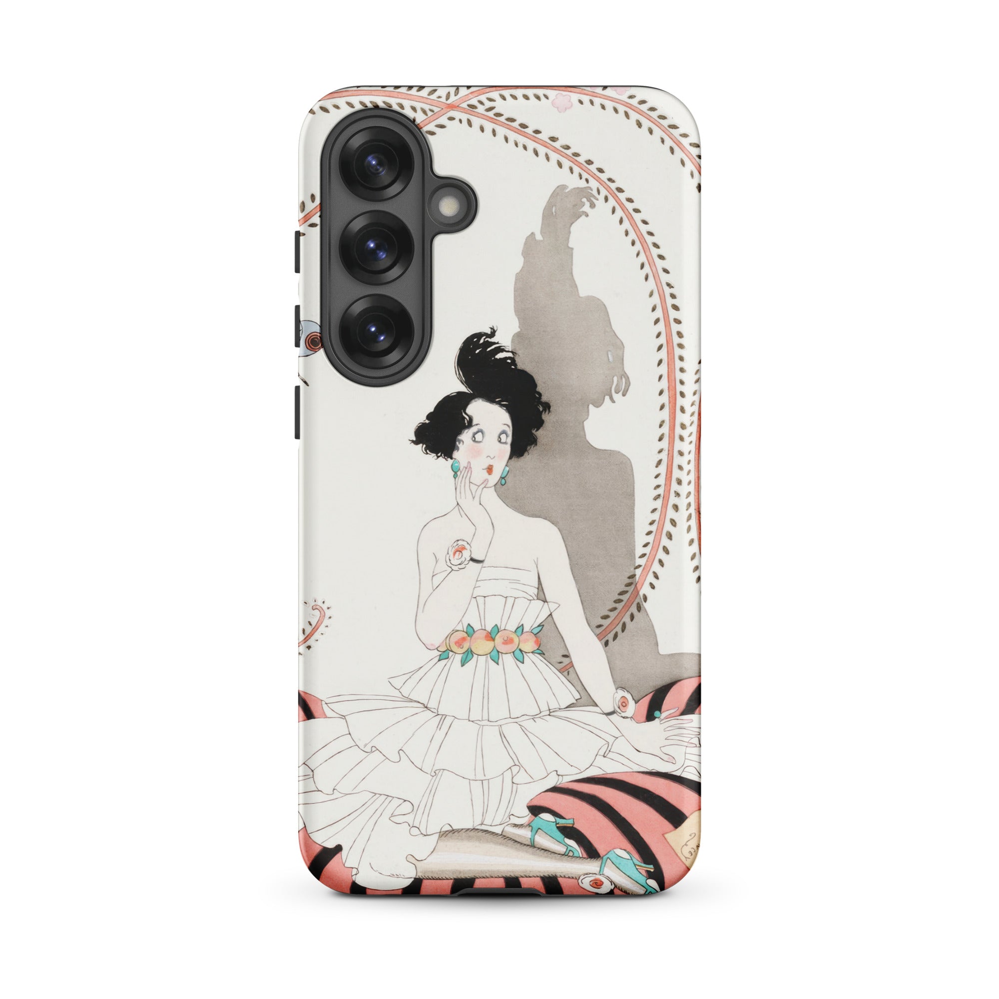 Minuit George Barbier Samsung Case, Galaxy S25 Plus / Matte, Phone Case Art Deco Illustration Woman Ruffled Dress
