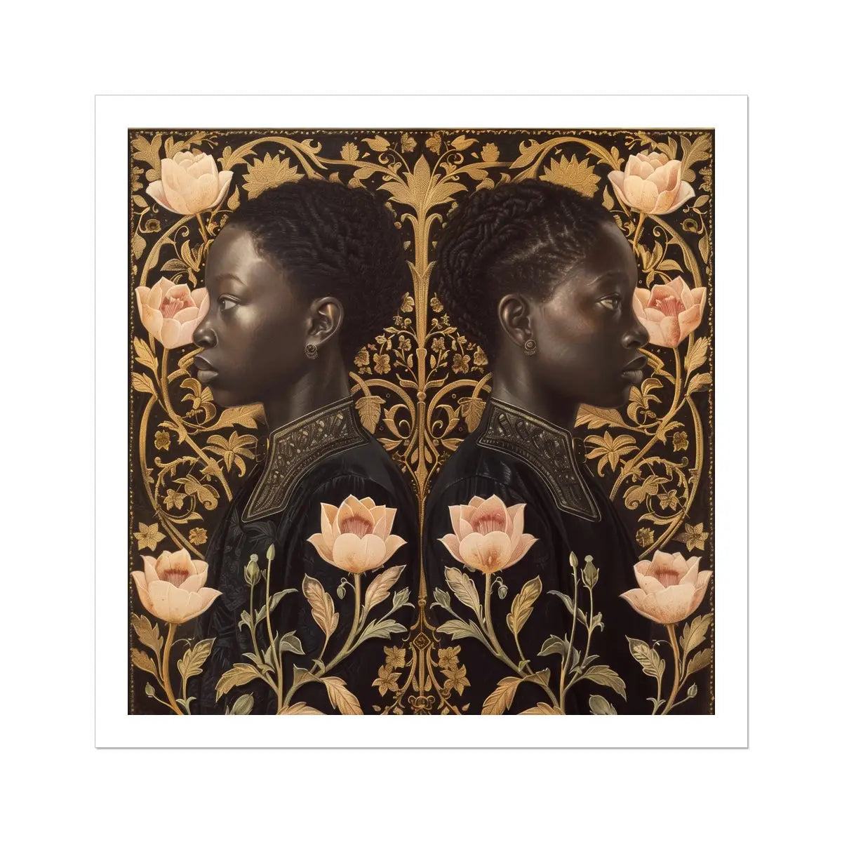 Lizzie & Carlotta - Afro Victorian Art Print 30’’x30’’ Posters Prints Visual Artwork