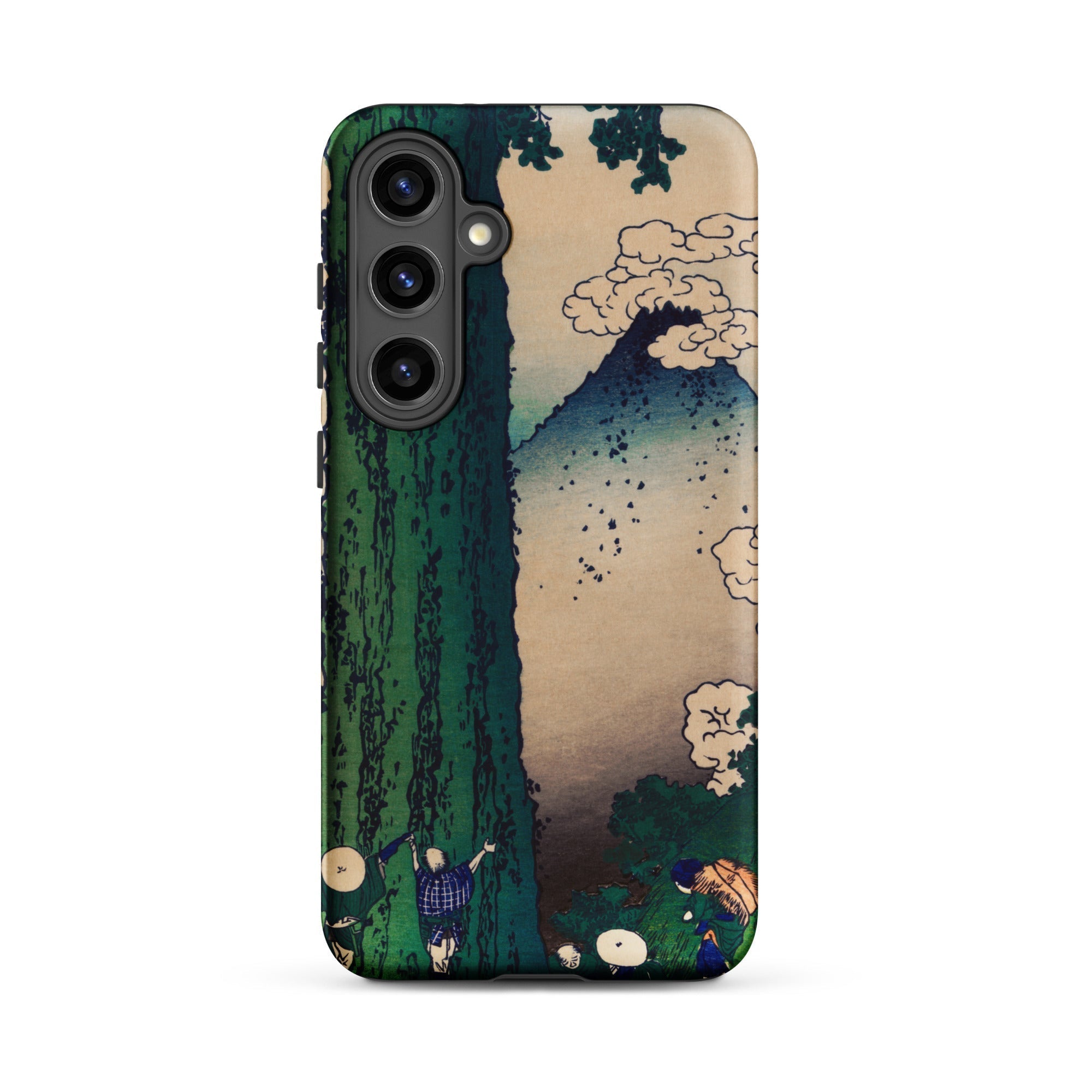 Mishima Pass Katsushika Hokusai Samsung Case, Galaxy S24 Plus / Matte, Black Smartphone Nature Themed Case Tree Mountain Clouds People