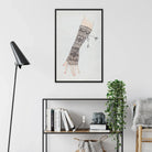 Mitt Lillian Causey 1930s Fashion Art Framed Canvas, Framed Black White Illustration Ornately Patterned Arm Warmer
