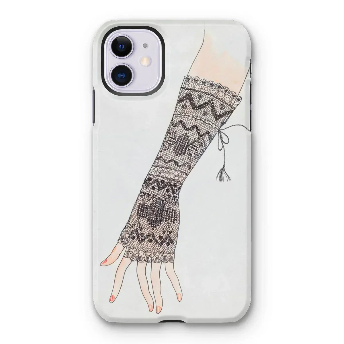 Mitt - Lillian Causey 1930s Fashion Art Iphone Case, 11 / Matte, Phone Case Illustration Fingerless Glove Intricate Nordic-style Patterns