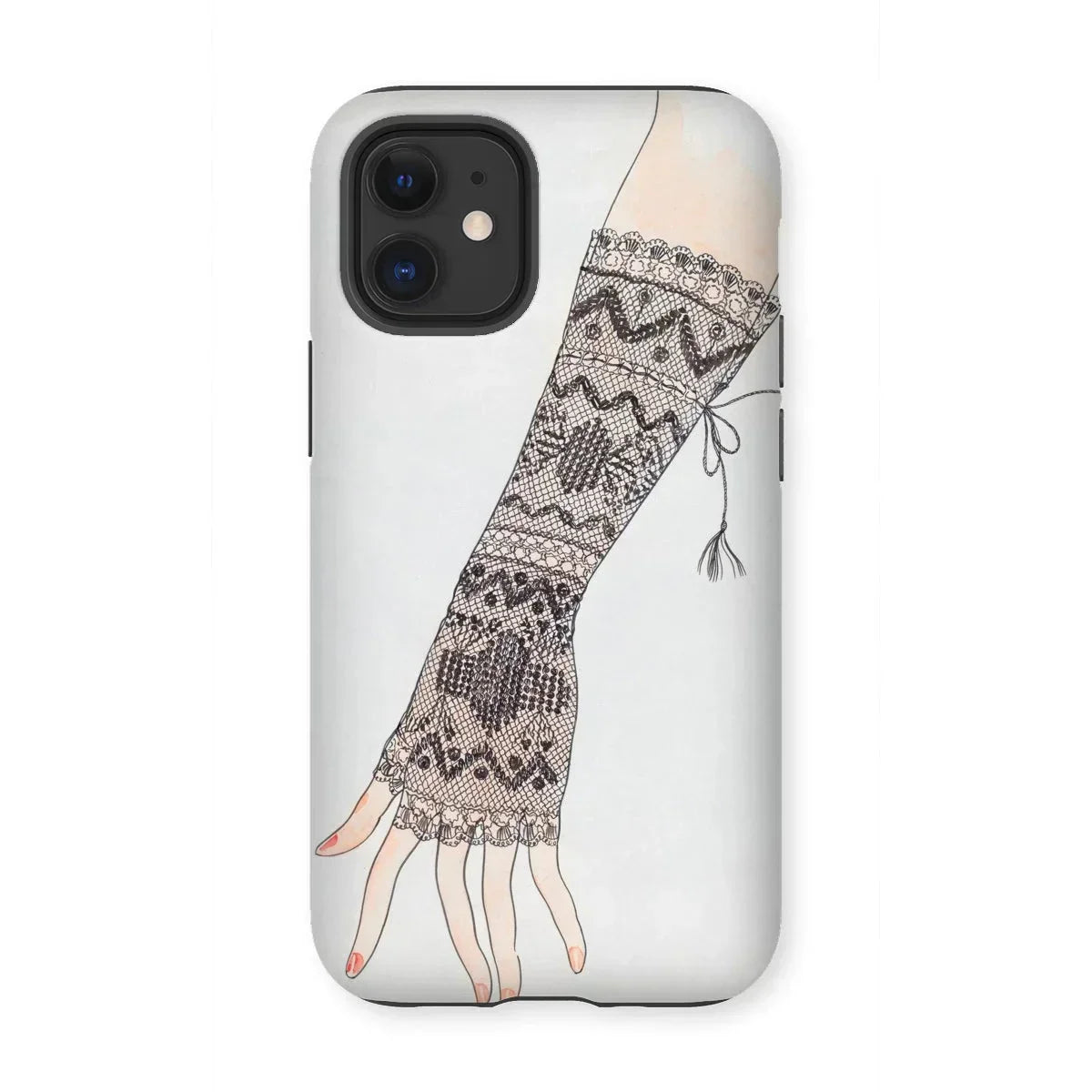 Mitt - Lillian Causey 1930s Fashion Art Iphone Case, 12 Mini / Matte, Phone Case Black White Illustration Arm Patterned Fingerless
