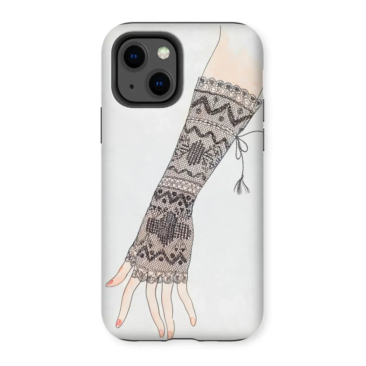 Mitt - Lillian Causey 1930s Fashion Art Iphone Case, 13 / Matte, Hand-drawn Arm Decorative Fingerless Glove Geometric Patterns
