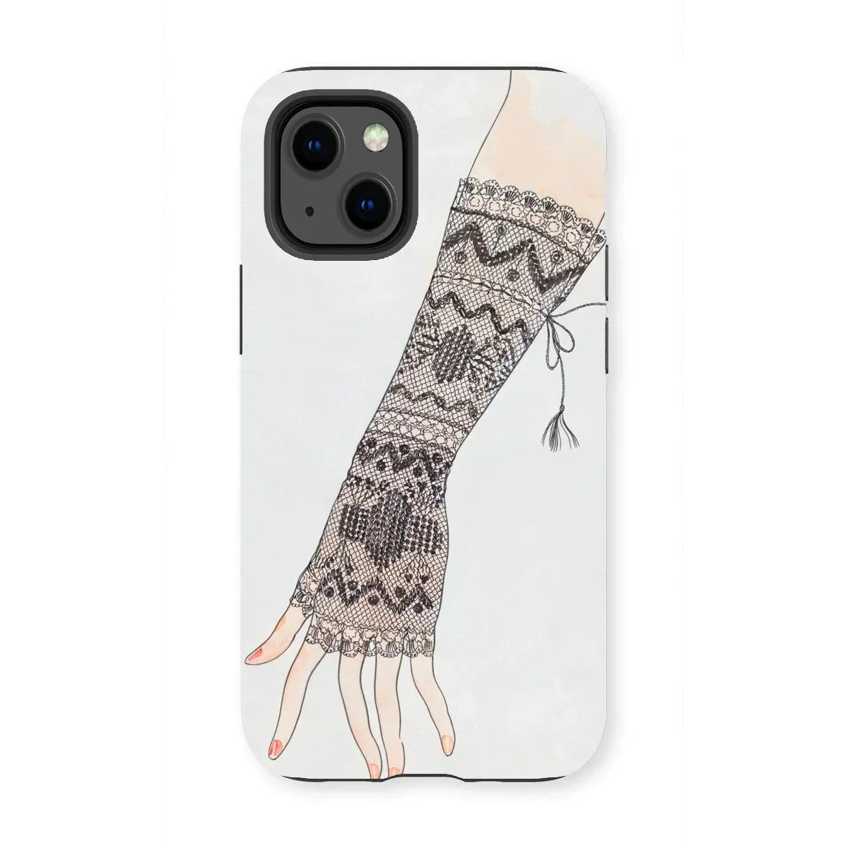 Mitt - Lillian Causey 1930s Fashion Art Iphone Case, 13 Mini / Matte, Hand-drawn Fingerless Glove Intricate Nordic-style Patterns