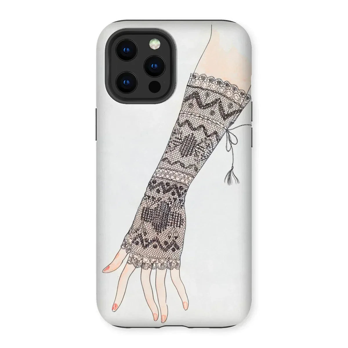 Mitt - Lillian Causey 1930s Fashion Art Iphone Case, 13 Pro Max / Matte, Fingerless Glove Intricate Geometric Patterns Zigzag Designs
