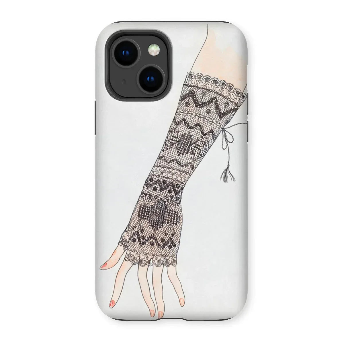 Mitt - Lillian Causey 1930s Fashion Art Iphone Case, 14 / Matte, Hand-drawn Fingerless Glove Intricate Nordic-style Patterns