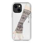 Mitt - Lillian Causey 1930s Fashion Art Iphone Case, 14 Plus / Matte, Fingerless Glove Intricate Nordic-style Knit Patterns Gray Black