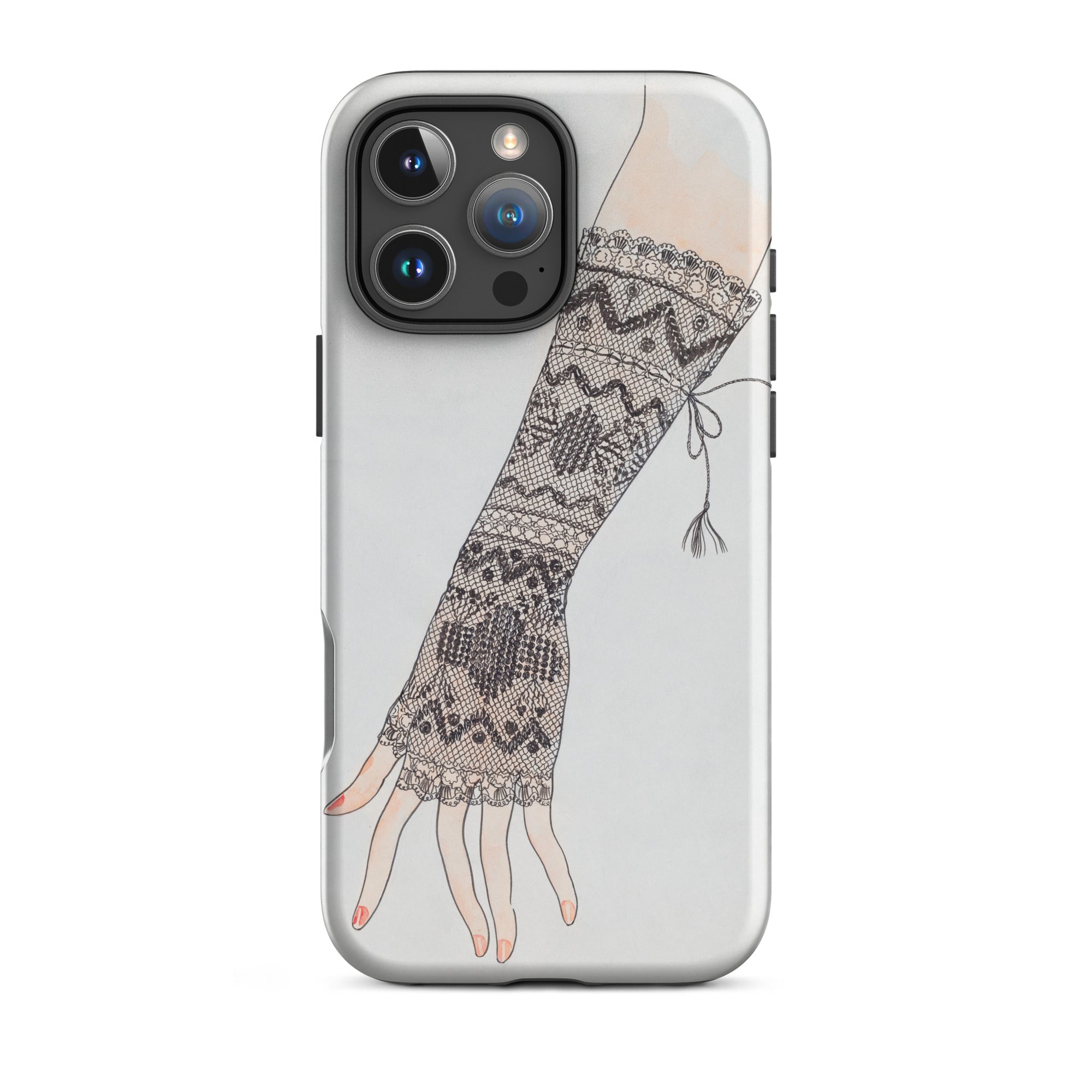 Mitt - Lillian Causey 1930s Fashion Art Iphone Case, 16 Pro Max / Matte, Iphone Case Lace-gloved Hand Design