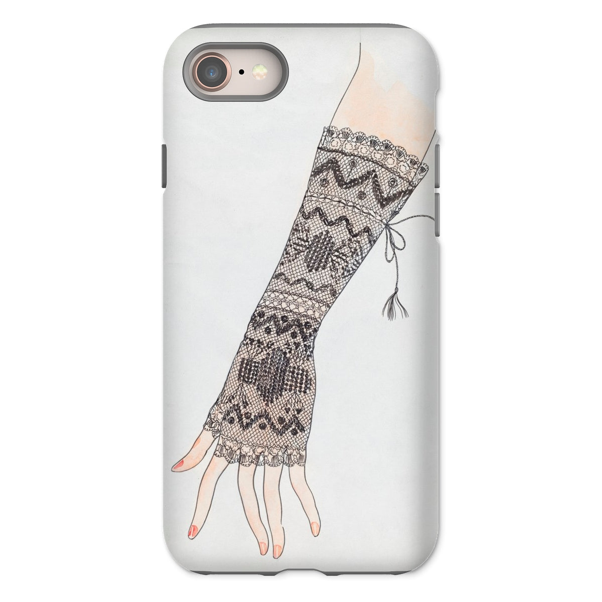 Mitt - Lillian Causey 1930s Fashion Art Iphone Case, 8 / Matte, Knitted Fingerless Glove Intricate Geometric Patterns Lace-up