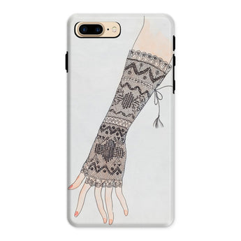 Mitt - Lillian Causey 1930s Fashion Art Iphone Case, 8 Plus / Matte, Fingerless Knit Arm Warmer Intricate Geometric Patterns Designs
