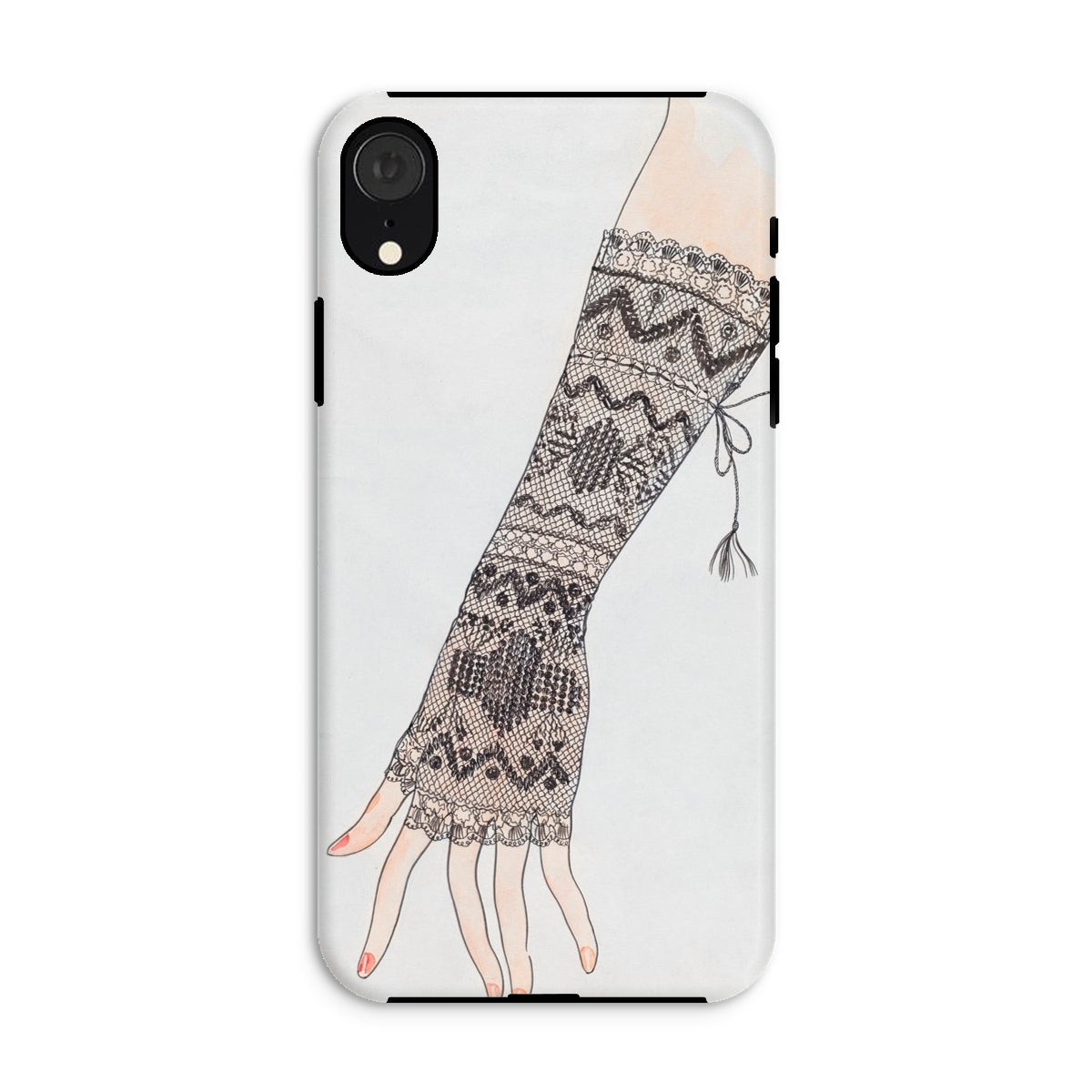 Mitt - Lillian Causey 1930s Fashion Art Iphone Case, Xr / Matte, Fingerless Glove Intricate Nordic-style Knit Patterns Designs