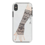Mitt - Lillian Causey 1930s Fashion Art Iphone Case, Xs / Matte, Fingerless Knit Arm Warmer Intricate Nordic-style Patterns Bow