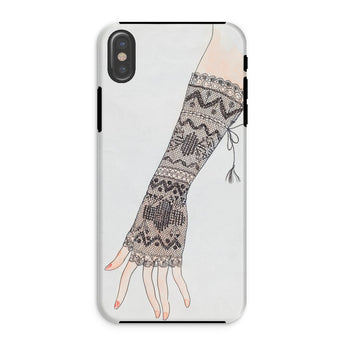 Mitt - Lillian Causey 1930s Fashion Art Iphone Case, Xs / Matte, Fingerless Knit Arm Warmer Intricate Nordic-style Patterns Bow
