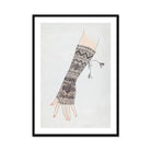 Mitt Lillian Causey 1930s Fashion Art Print, Fingerless Knit Arm Warmer Intricate Geometric Patterns Decorative