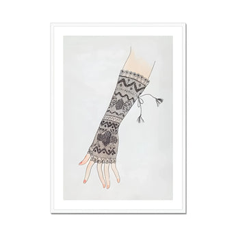 Mitt - Lillian Causey 1930s Fashion Art Print, Fingerless Knit Arm Warmer Intricate Geometric Patterns