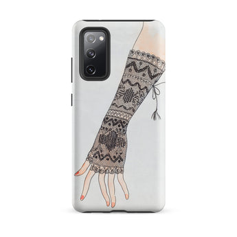 Mitt - Lillian Causey 1930s Fashion Art Samsung Case, Galaxy S20 Fe / Matte, White Phone Case Illustration Hand Adorned Black Lace