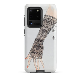 Mitt - Lillian Causey 1930s Fashion Art Samsung Case, Galaxy S20 Ultra / Matte, White Phone Case Stylized Hand Adorned Black Lace