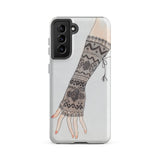 Mitt - Lillian Causey 1930s Fashion Art Samsung Case, Galaxy S21 Fe / Matte, White Phone Case Decorative Black Mehndi Design Hand