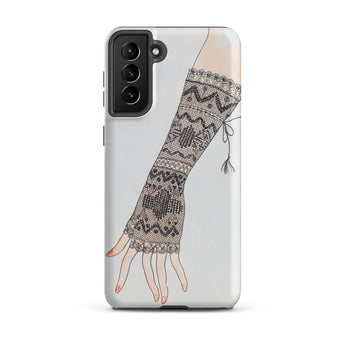 Mitt - Lillian Causey 1930s Fashion Art Samsung Case, Galaxy S21 Plus / Matte, White Smartphone Case Illustration Arm Adorned Black Lace