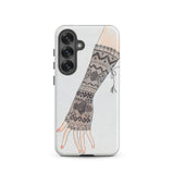 Mitt - Lillian Causey 1930s Fashion Art Samsung Case, Galaxy S25 / Matte, White Smartphone Case Hand Adorned Black Lace Pattern