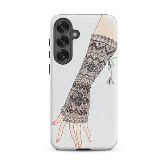 Mitt - Lillian Causey 1930s Fashion Art Samsung Case, Galaxy S25 Plus / Matte, White Phone Case Illustration Hand Black Lace Glove