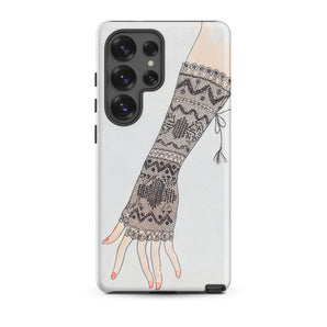 Mitt - Lillian Causey 1930s Fashion Art Samsung Case, Galaxy S25 Ultra / Matte, White Smartphone Case Illustration Hand Black Lace Glove